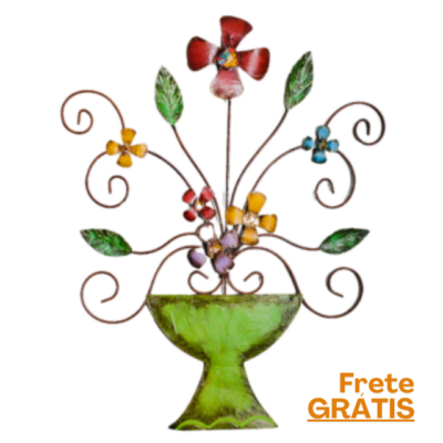 Vaso com Flores – Metal – Parede