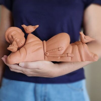 São Francisco Deitado de Cerâmica (30cm)