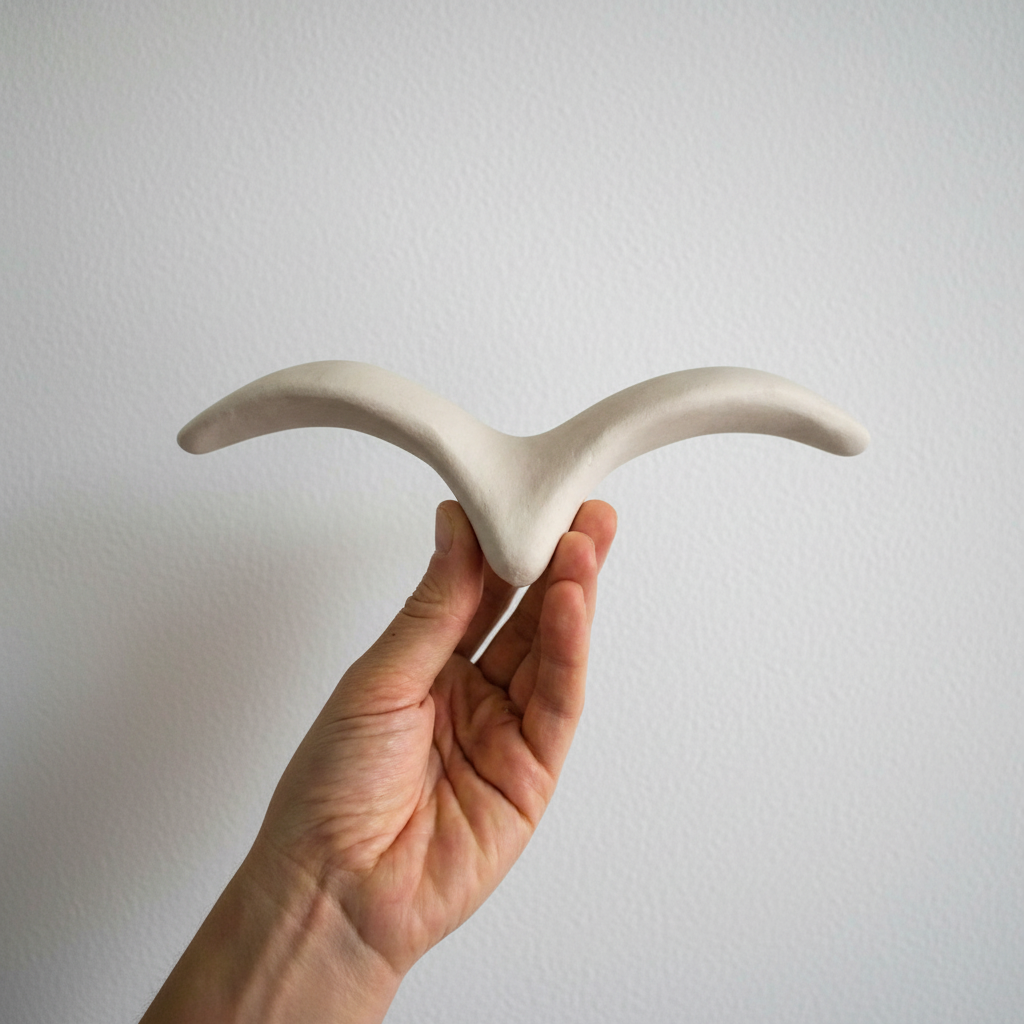 Gaivota de cerâmica off white para pendurar na parede