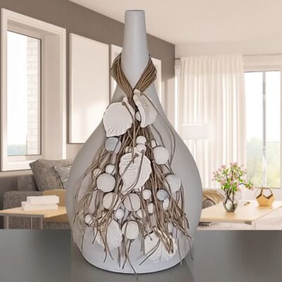 Vaso Folhagem Natural – Com Colar Decorativo – Cor Natural – 38cm – VFN2