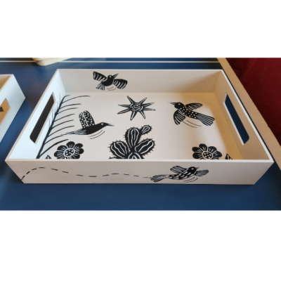 Bandeja Cordel Preto e Branco – 36x24cm – Modelo BCPB2