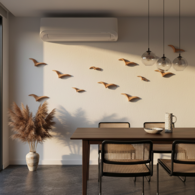 Composição de 12 Gaivotas de Cerâmica na Cor Natural