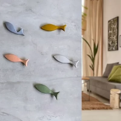 Peixe de Cerâmica Mostarda – Decoração de Parede – Tamanho P