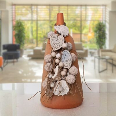Vaso Decorativo com Adorno em Cerâmica Natural – VAN4