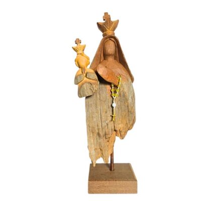 Nossa Senhora e o Menino Jesus 43cm – Escultura em Tronco de Madeira