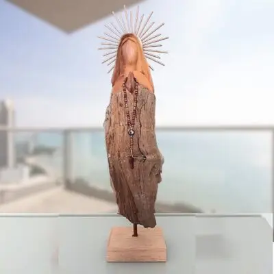 Nossa Senhora 59cm – Escultura em Tronco de Madeira