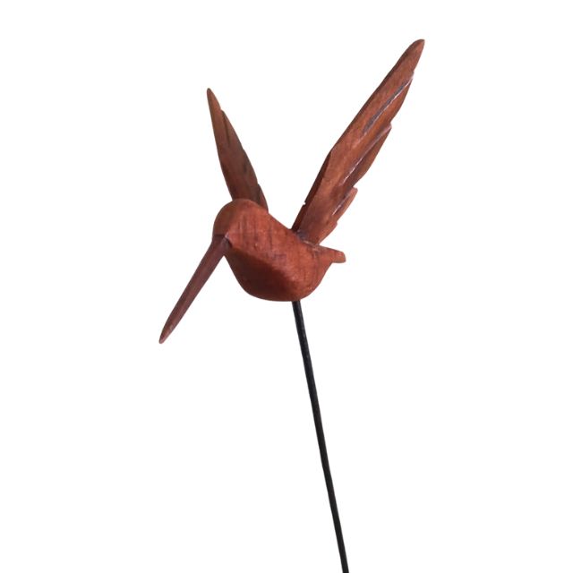 Beija-flor Asas Para Cima – para Mesa – em Madeira – na Haste - Imagem 3