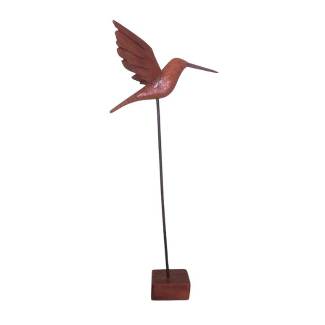 Beija-flor Asas Para Cima – para Mesa – em Madeira – na Haste - Imagem 2