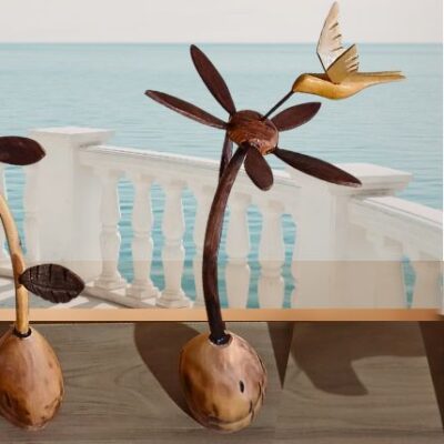 Beija-Flor na Flor para Mesa – em Madeira