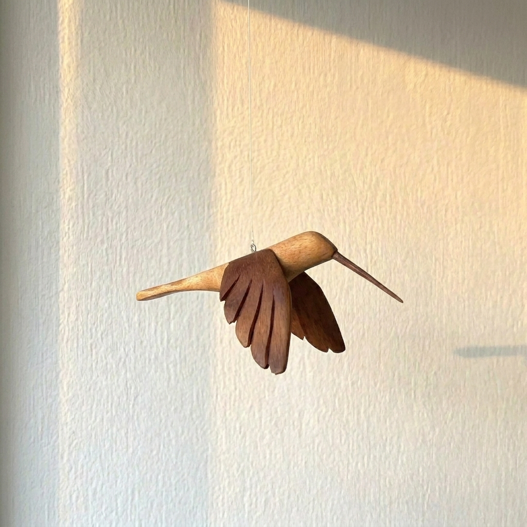 Pêndulo Beija-Flor Asas Para Baixo- em Madeira - Imagem 2