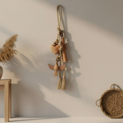 Colar de Parede em Sisal e Madeira – São Francisco, Divino e Coração